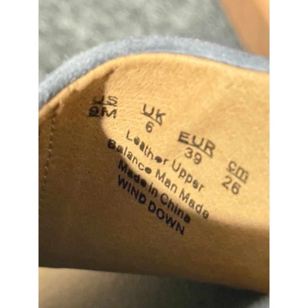 Dr. Scholls Original Collection Wind Down Blue Leather Platform Sandals 9M